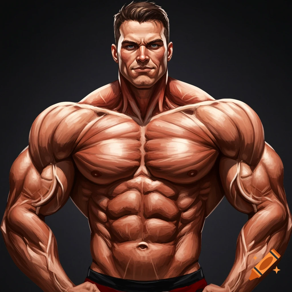 A muscular man flexing in a comic book style.