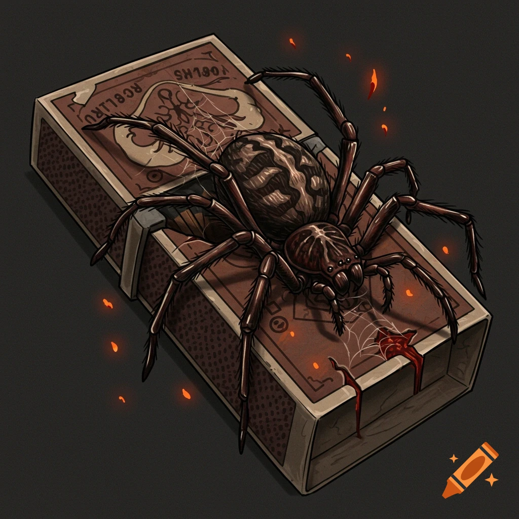A spider on a matchbox