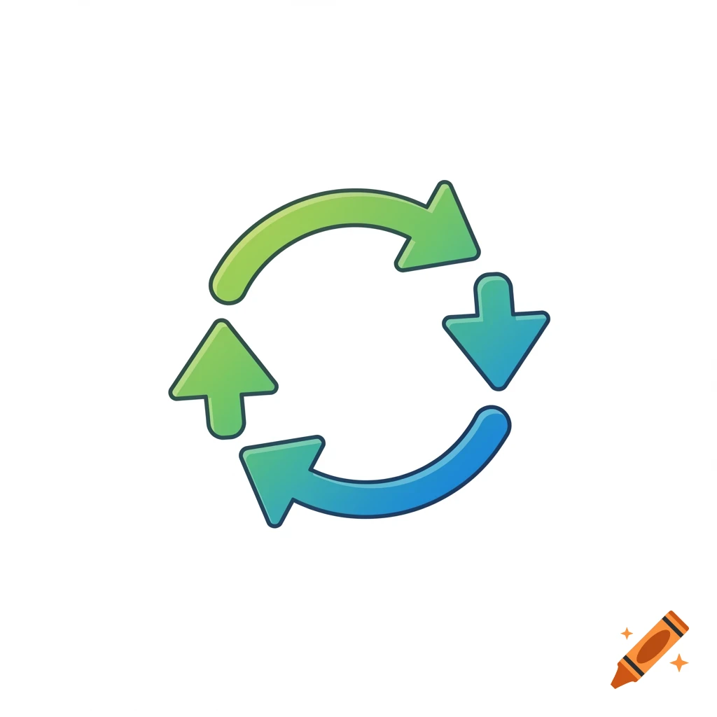 Icon of three gradient arrows forming a circle, symbolizing flow or cycle.