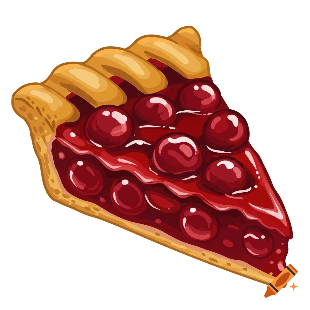 A vector graphic of a slice of cherry pie.