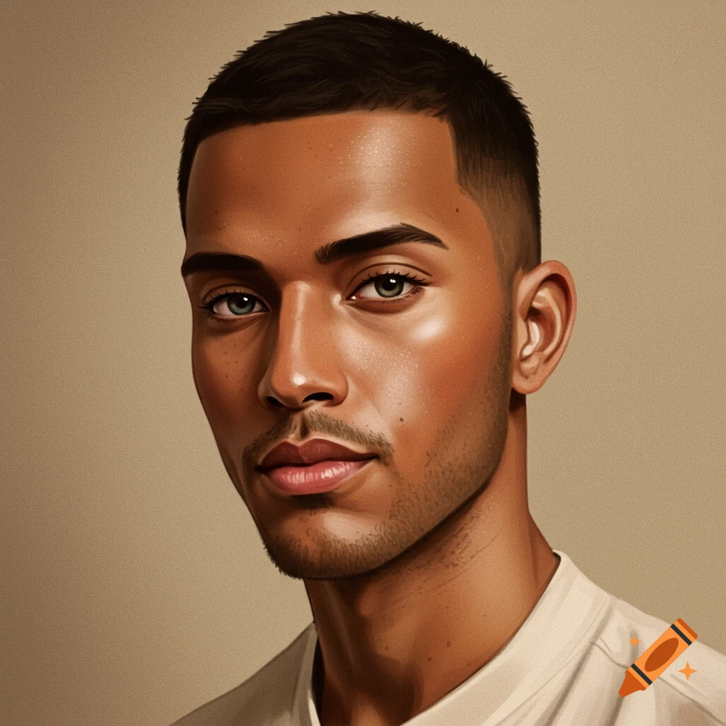 A man with a crew cut and light eyes