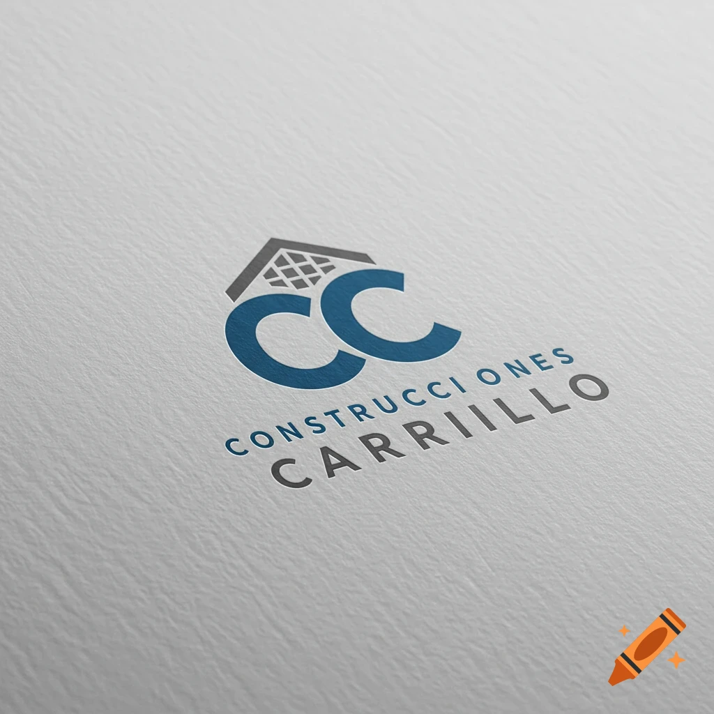 Logo for Construcciones Carrillo, featuring a stylized 'CC' symbol with a roof above the text on a textured background.