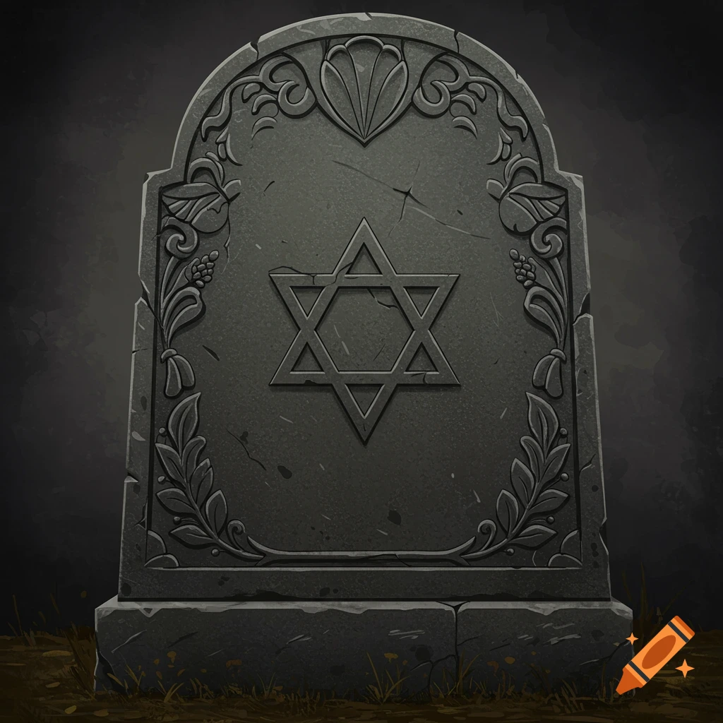 A gravestone with a Star of David