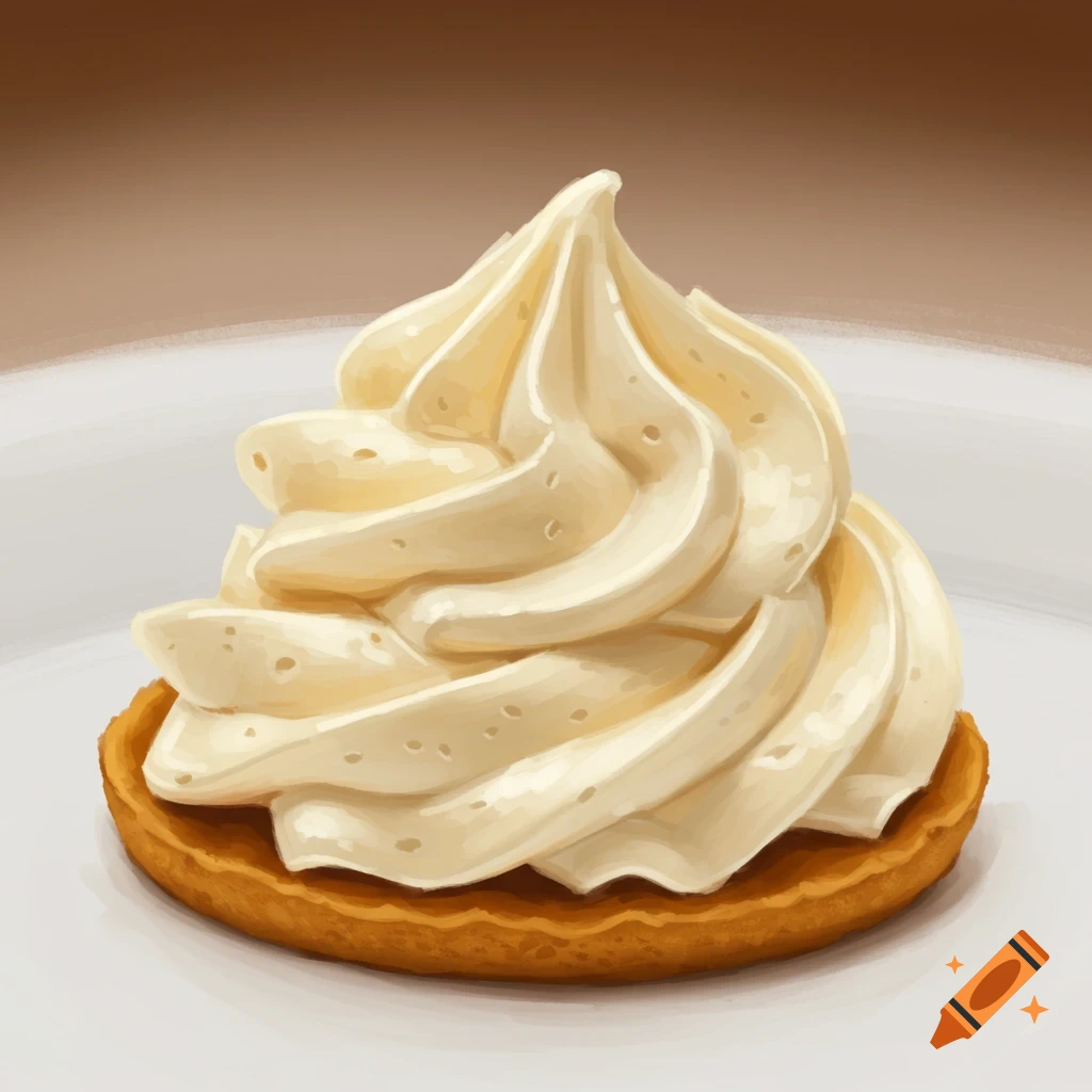 Whipped cream on a pastry base.