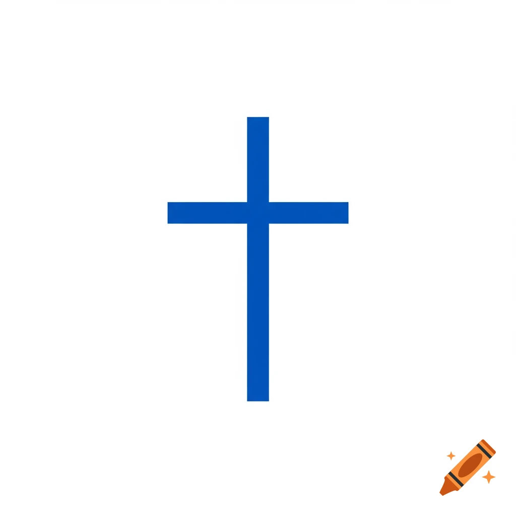 A blue cross on a white background.