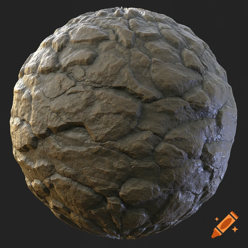 Detailed image of a spherical rock texture.