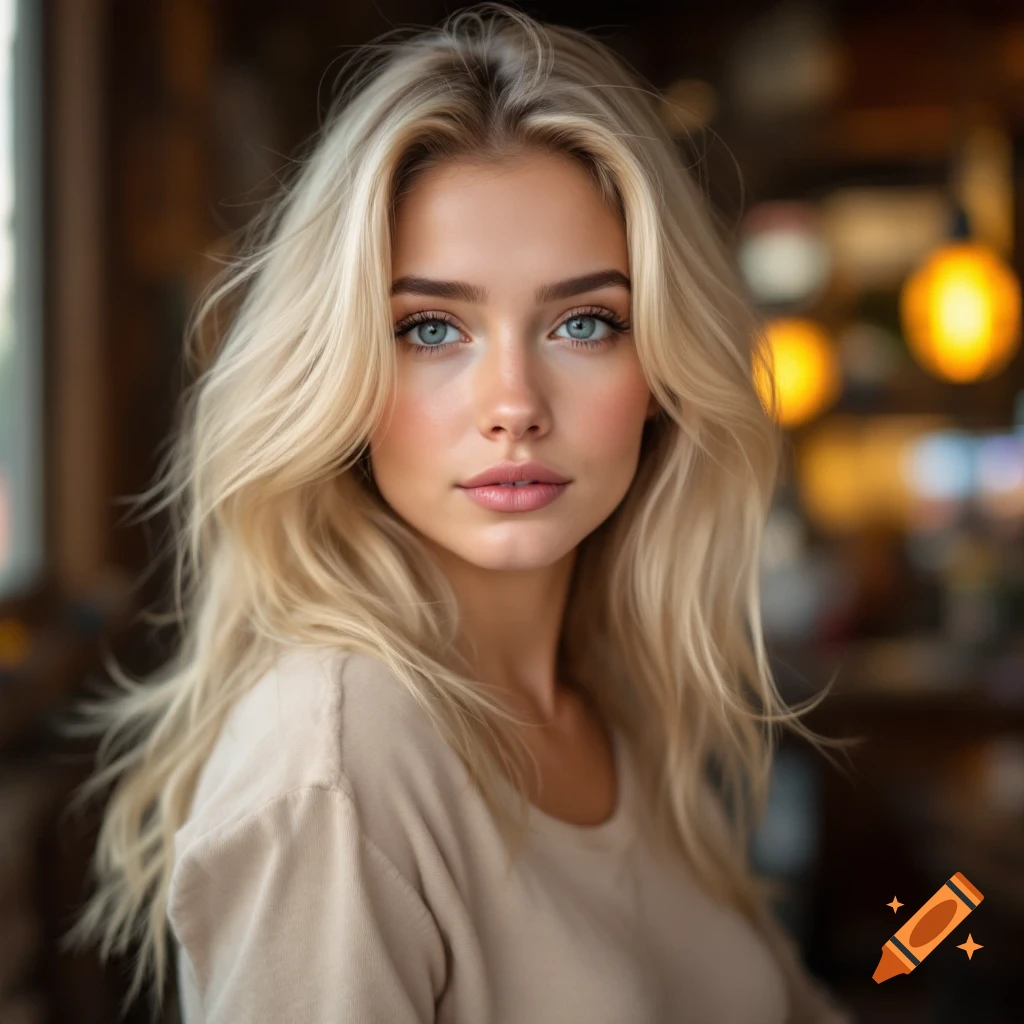 Photorealistic portrait of a blonde woman