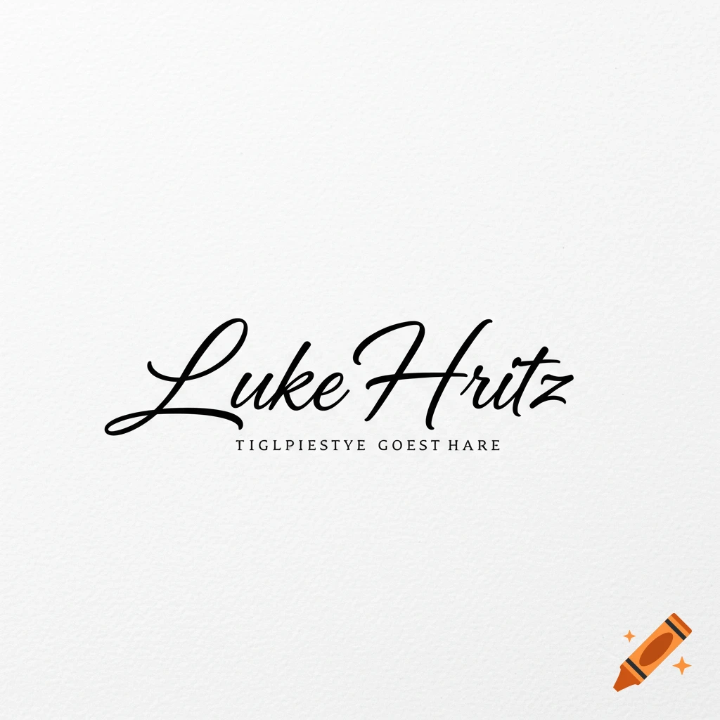 Black cursive signature Luke Hritz with small text below on a white background.