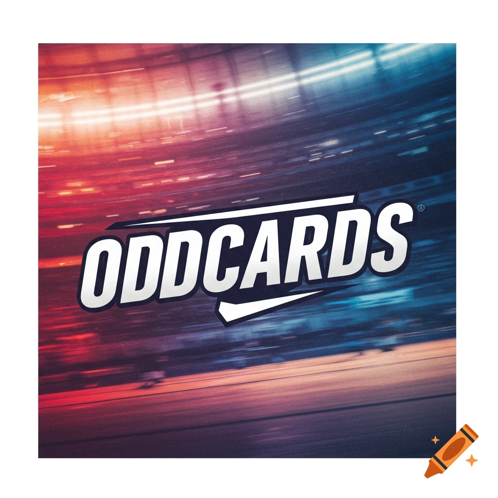 Logo with 'ODDCARDS' text over a red and blue abstract background.