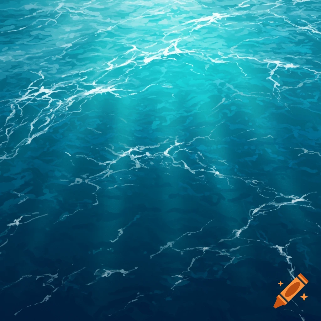Blue ocean water with light rays shining down from the surface.