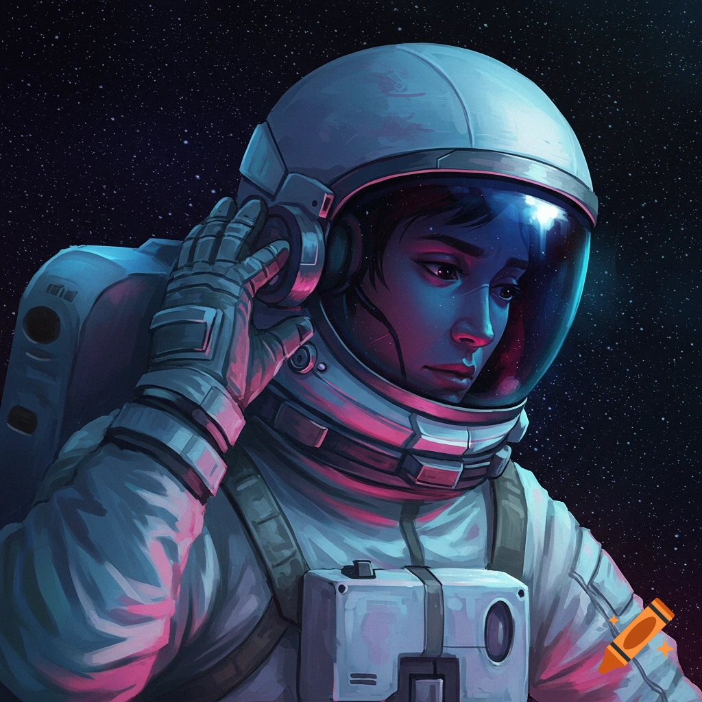 An astronaut listening in space.