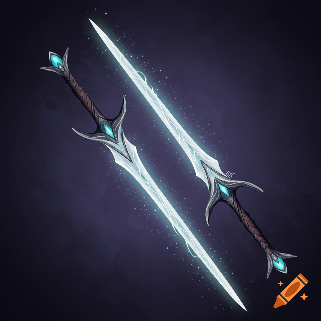 Two glowing elven fantasy swords.