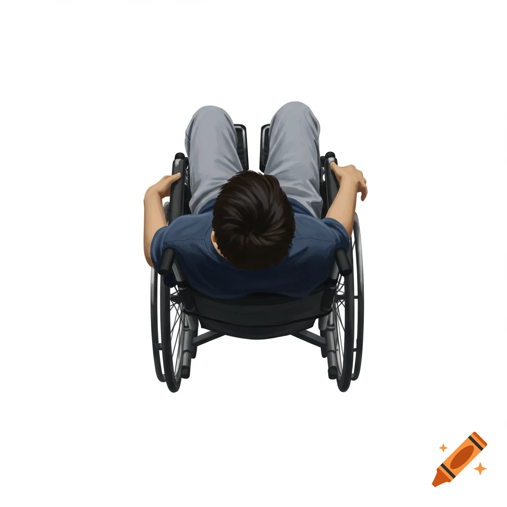 A person in a wheelchair viewed from directly above.