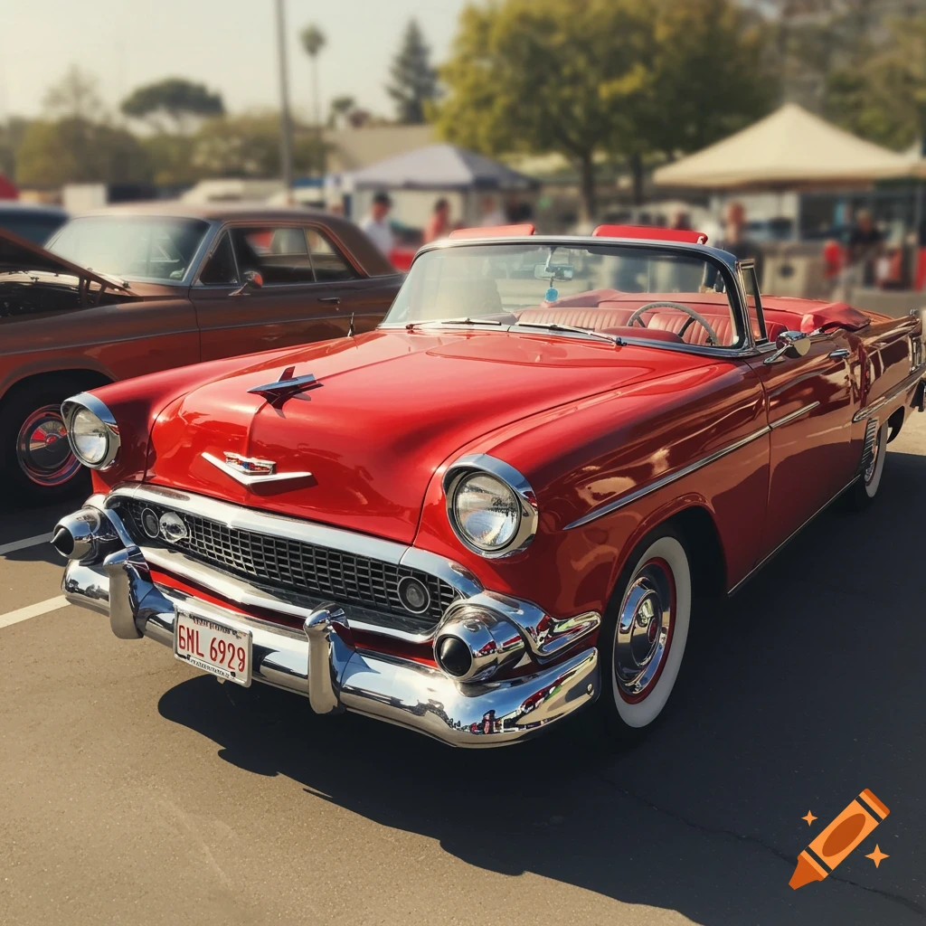 Red classic convertible car parked outdoors