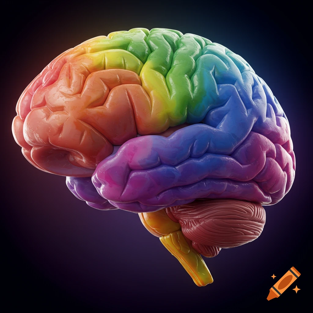 Rainbow colored human brain