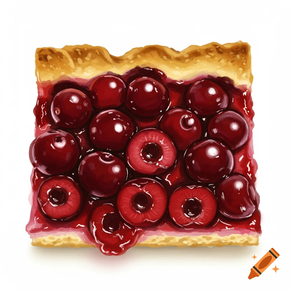 A square piece of cherry pie.