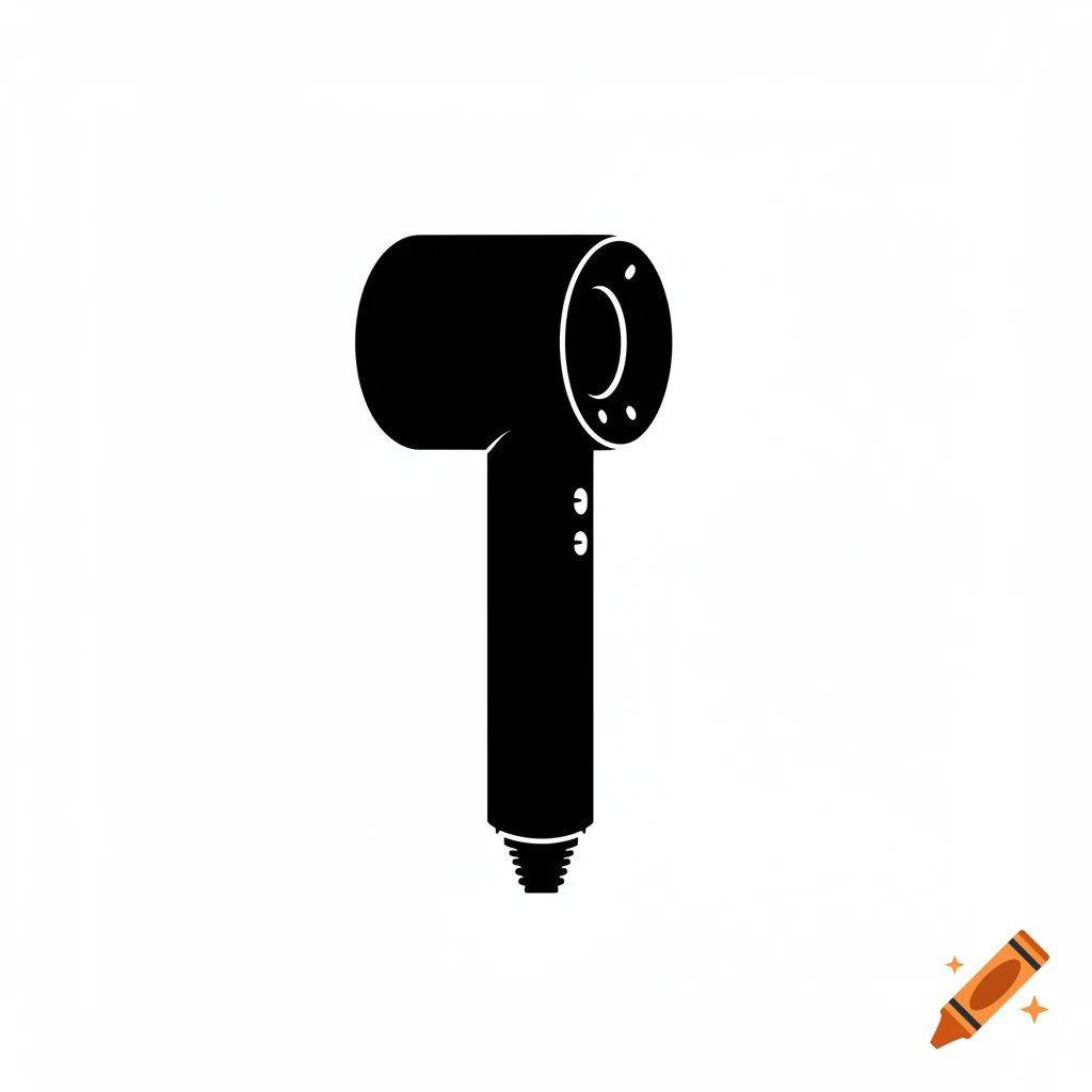 A black silhouette icon of a hair dryer on a white background.
