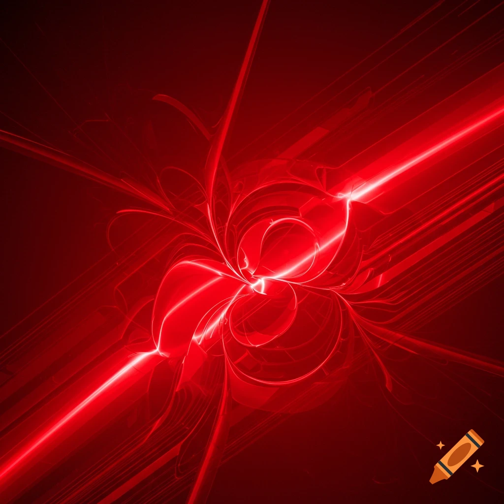 Abstract digital design with bright red lines and curves radiating from the center.
