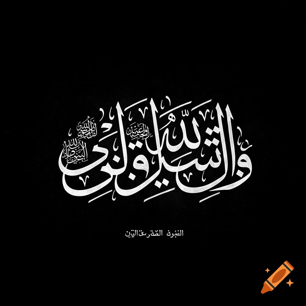 White Islamic calligraphy on a black background