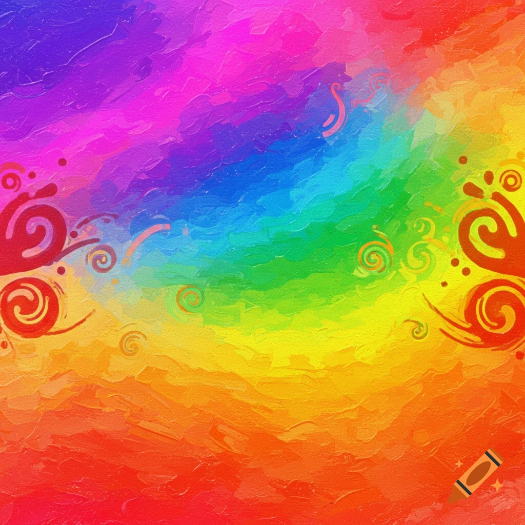 Abstract image with rainbow colors and swirling patterns.