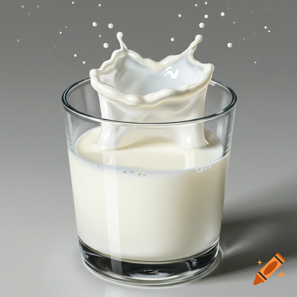 A glass of milk with a large splash