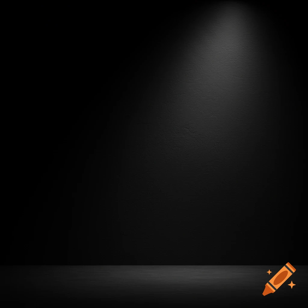 Dark background with a spotlight on a textured black wall and floor.
