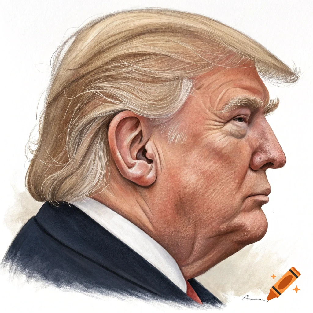Illustration of Donald Trump in profile