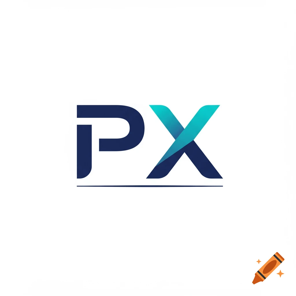 Logo featuring blue and teal letters 'PX' with a horizontal line