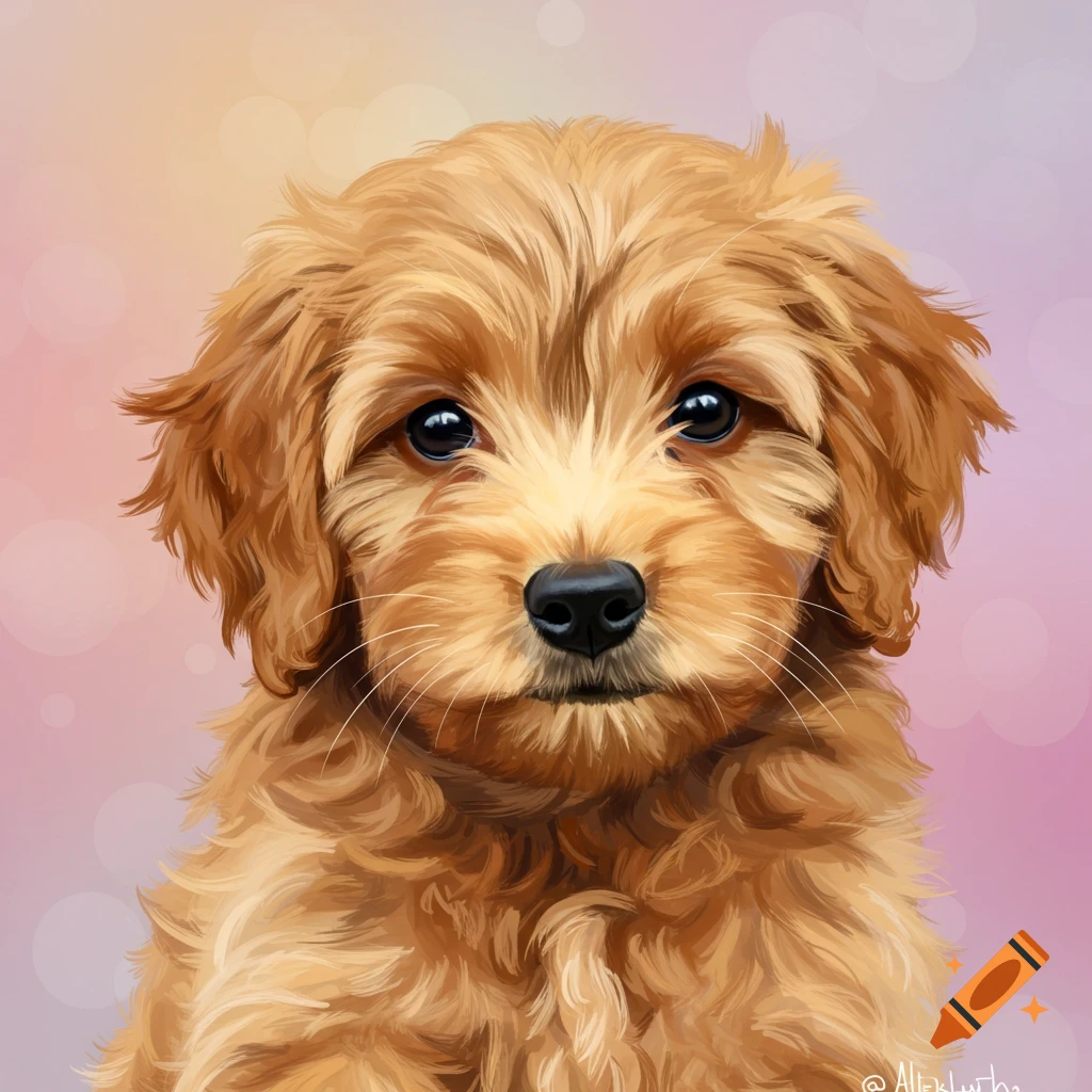 A golden doodle puppy's face