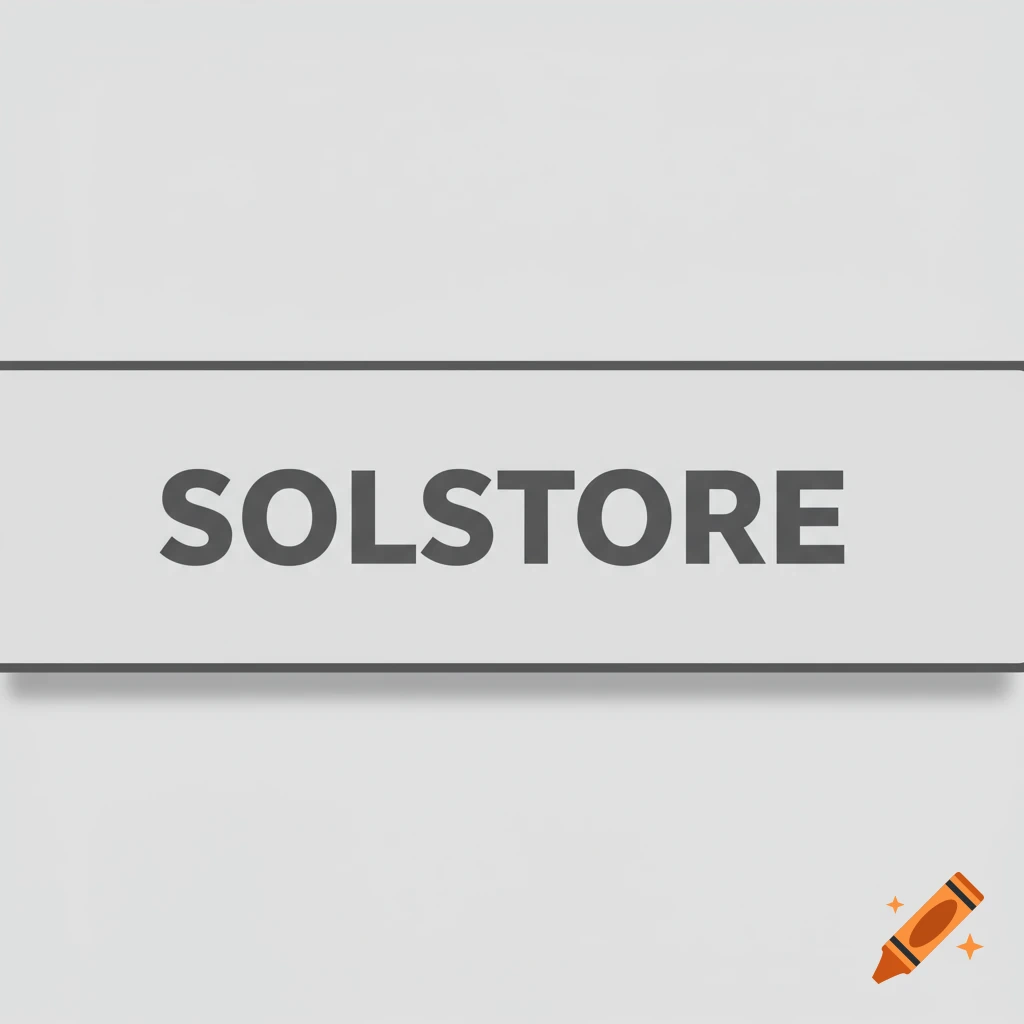 Light grey banner with the word SOLSTORE on a grey background.