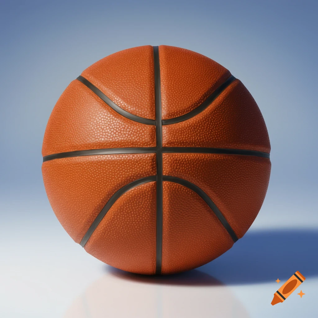A close-up digital rendering of an orange basketball.