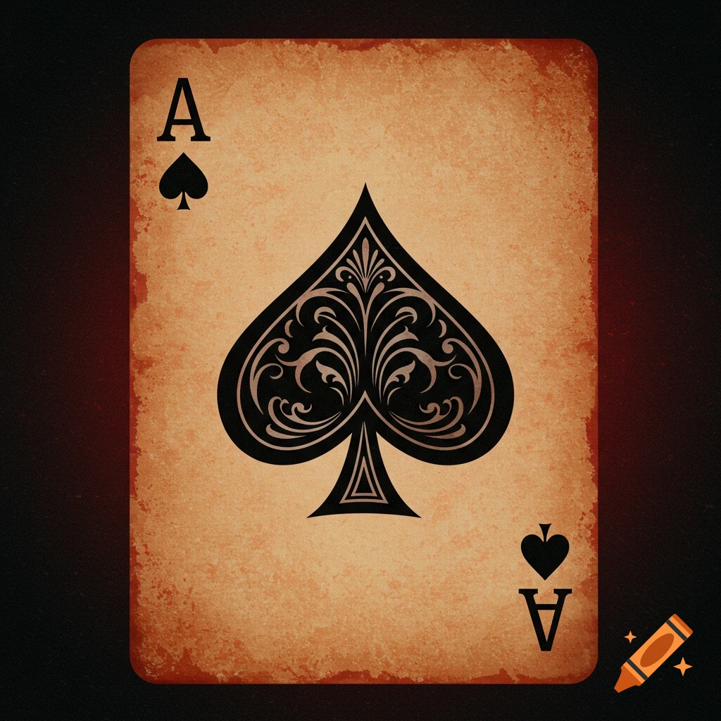 Ace of Spades playing card with a weathered texture.