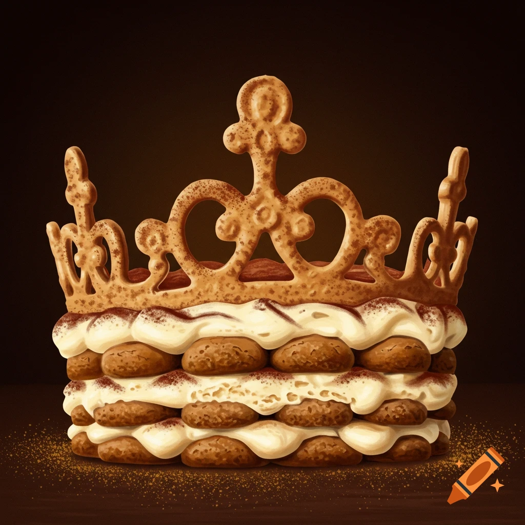 A tiramisu dessert shaped like a tiara.