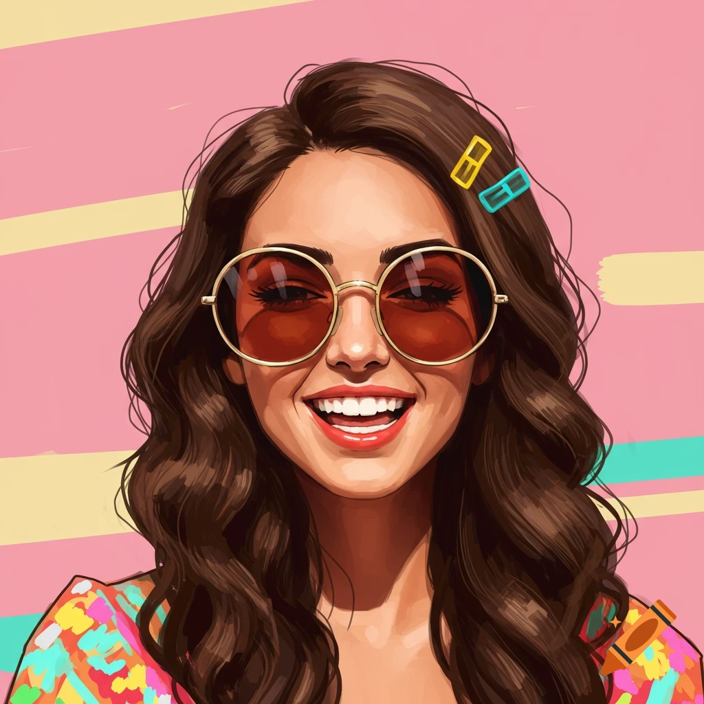 A smiling brunette woman wearing large round sunglasses.