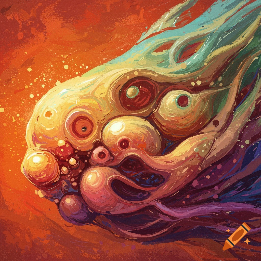 A multi-eyed, tentacled creature.