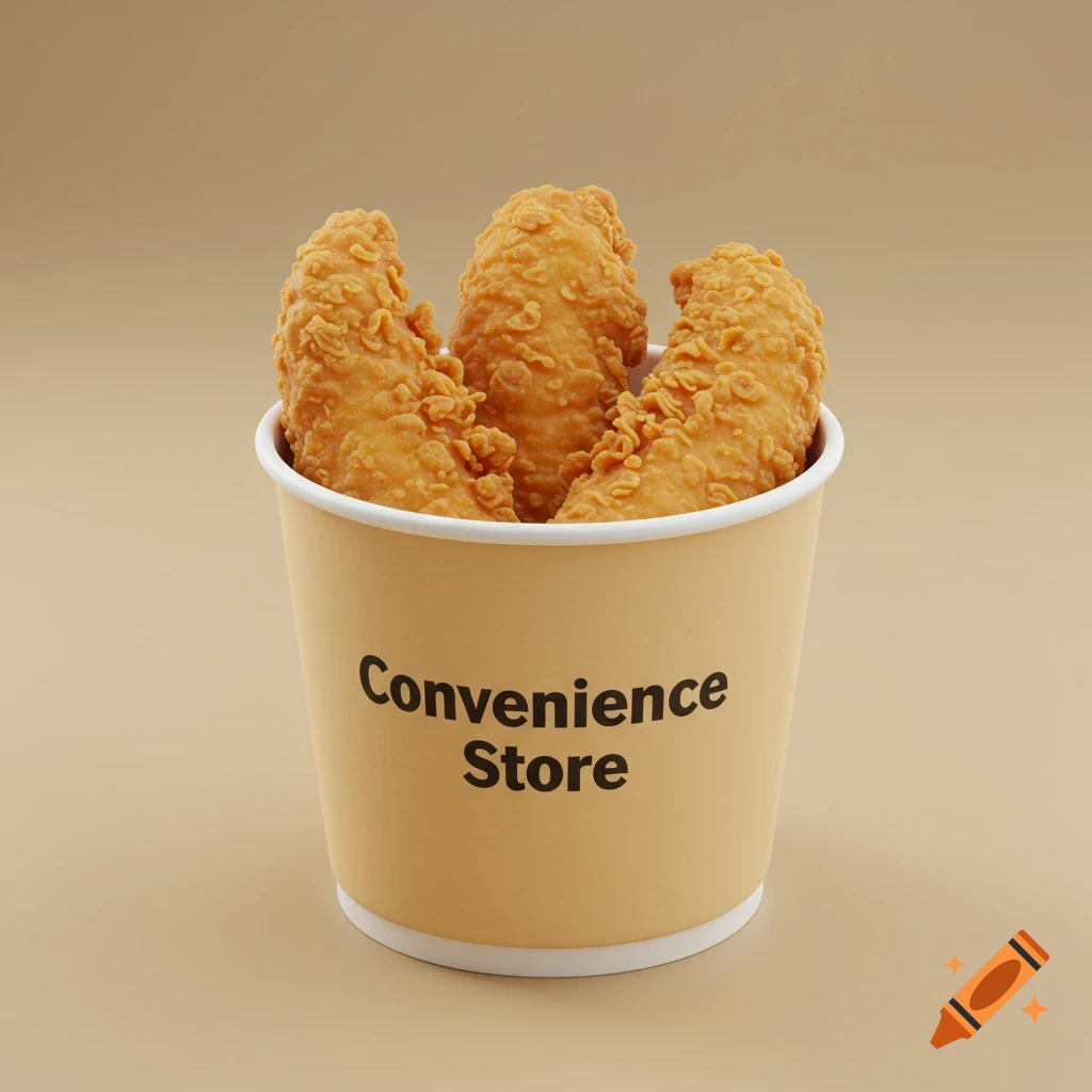 A paper cup filled with fried chicken tenders.
