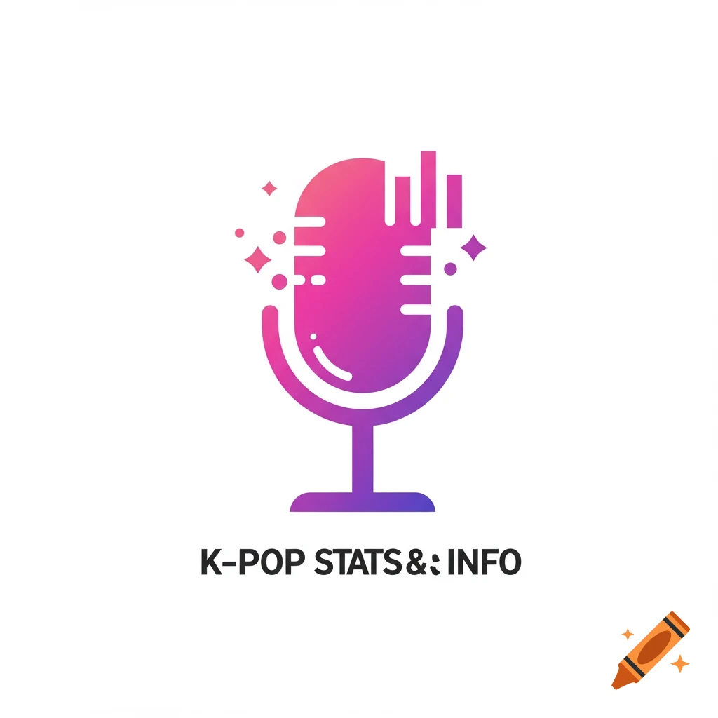 Logo with a gradient microphone icon above the text 'K-POP STATS &: INFO'.