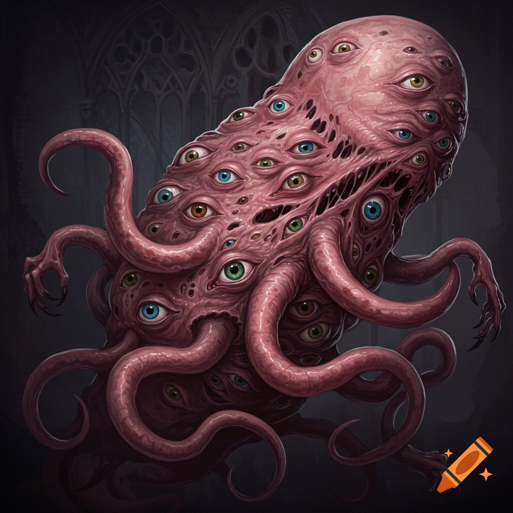 A tentacled monster covered in eyes.