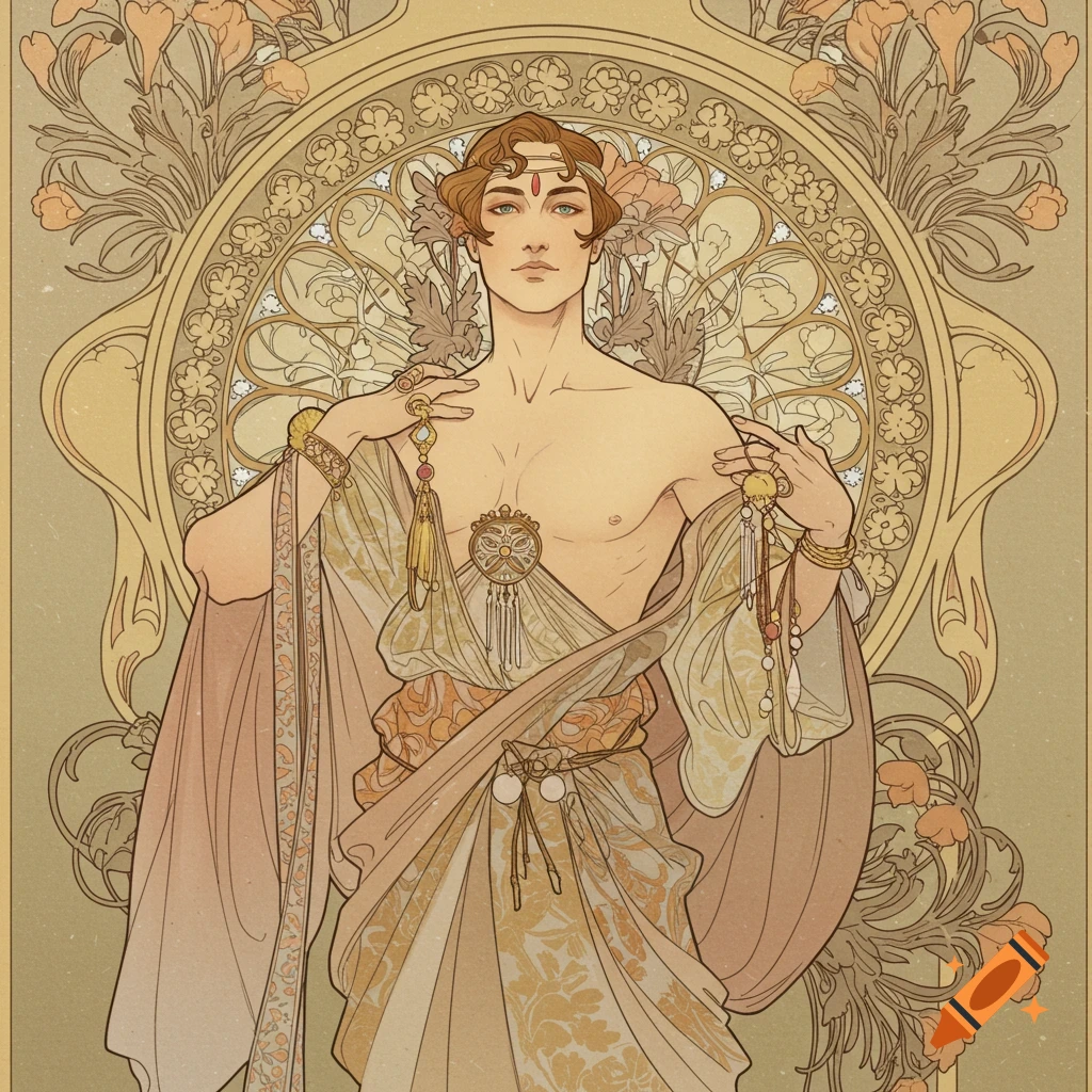 Art Nouveau illustration of a male figure