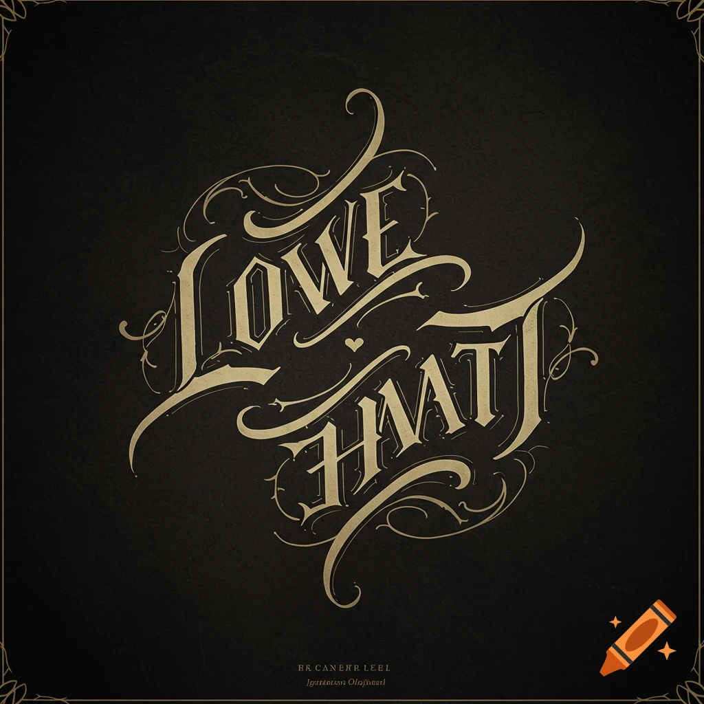 Love/Hate ambigram design on Craiyon