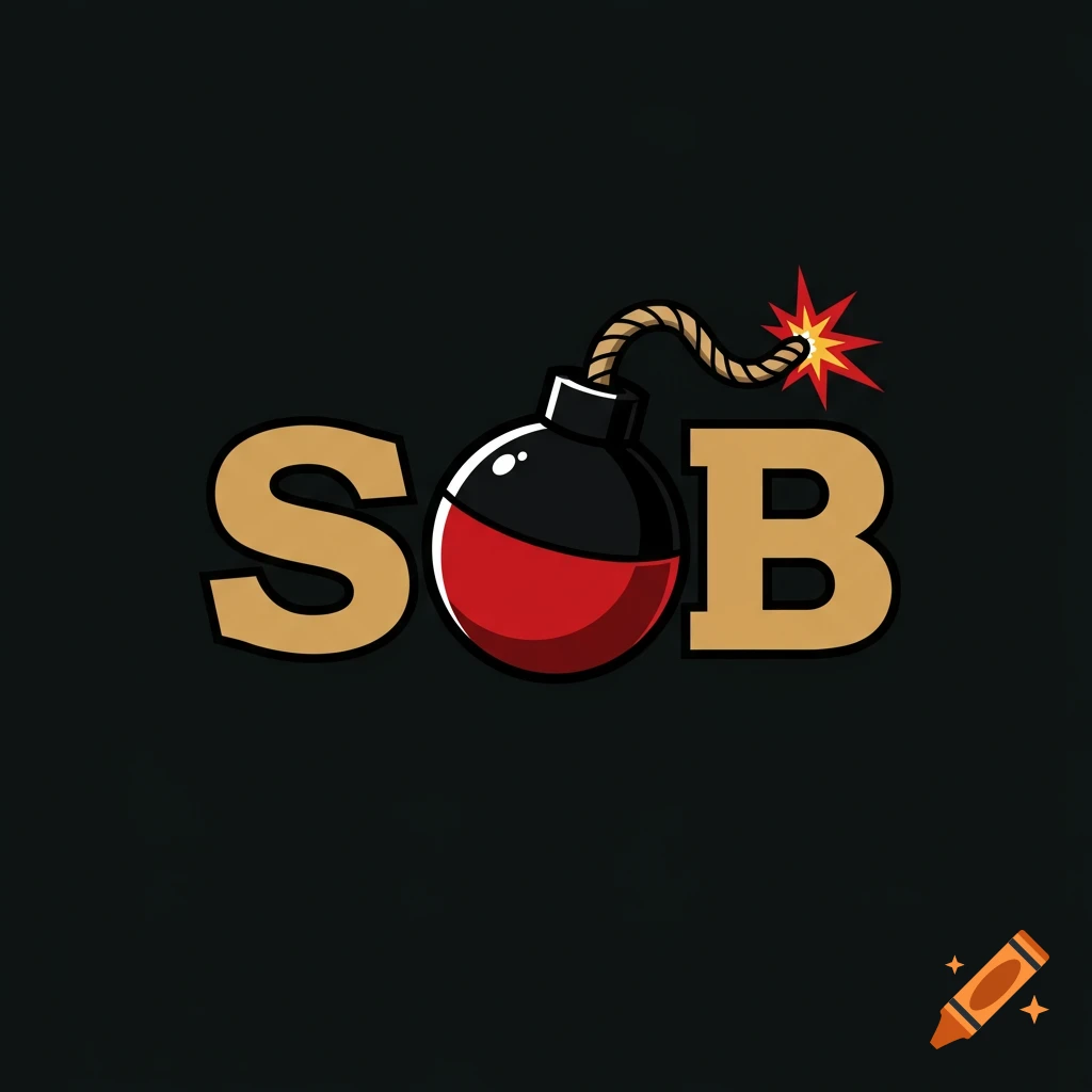 Logo with letters S and B flanking a lit bomb