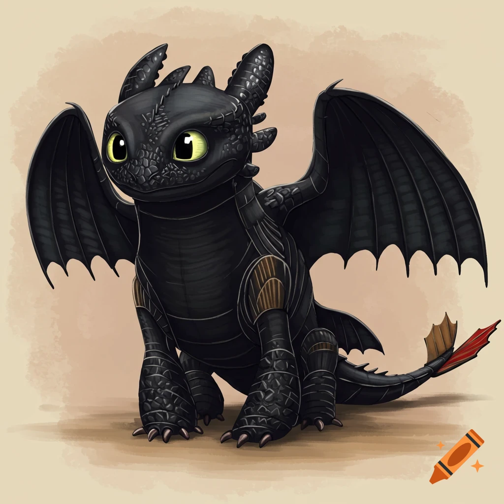Toothless the dragon sitting.