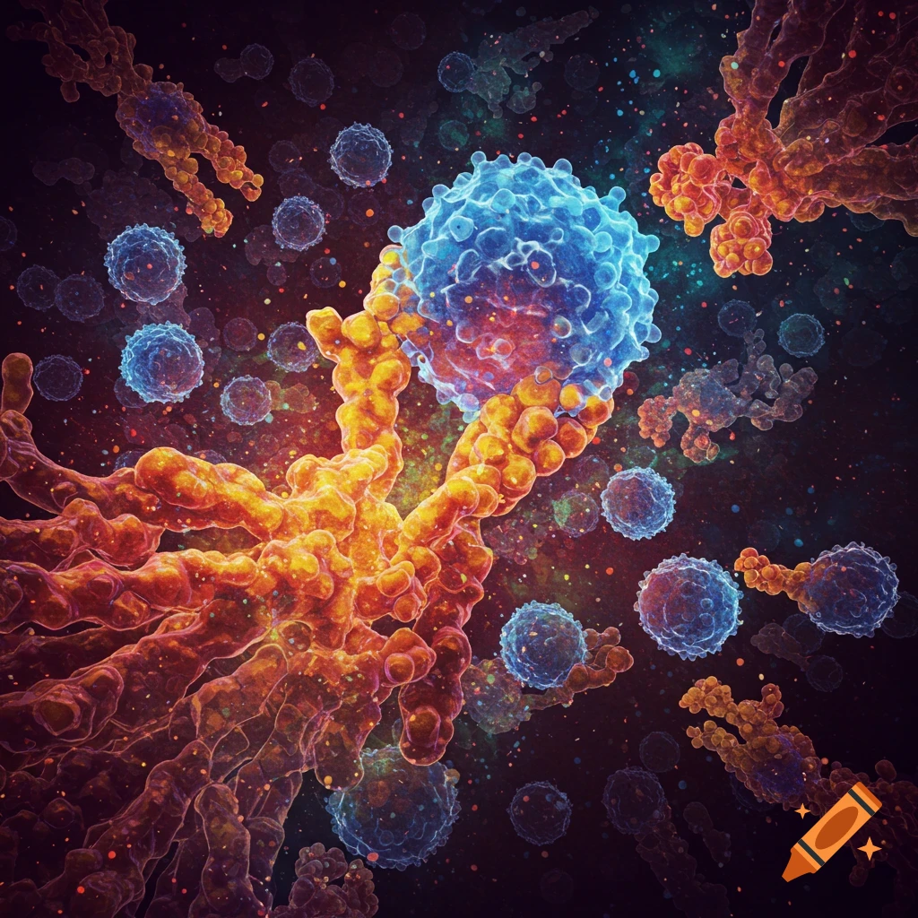 Immune system B-cells and associated structures.