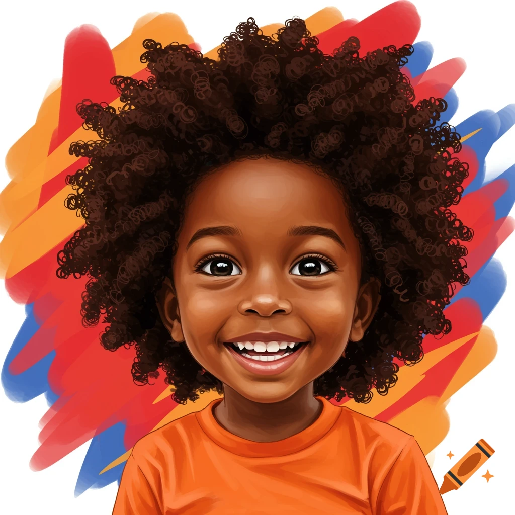 A smiling young Black boy against a colorful abstract background.