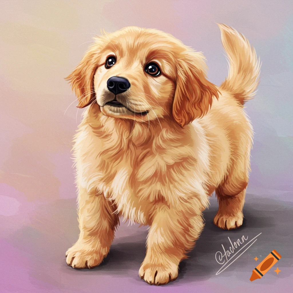 a golden retriever puppy looking up