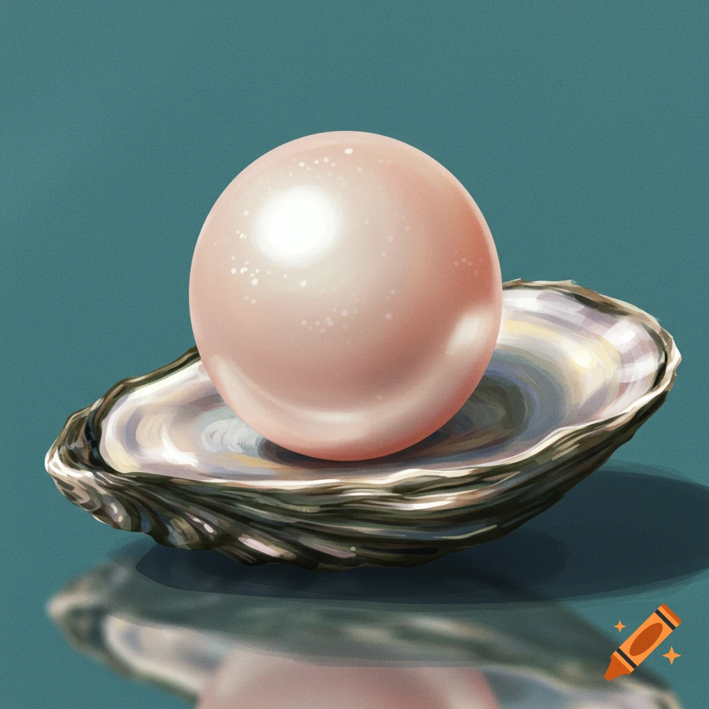A pink pearl sits nestled inside an oyster shell.