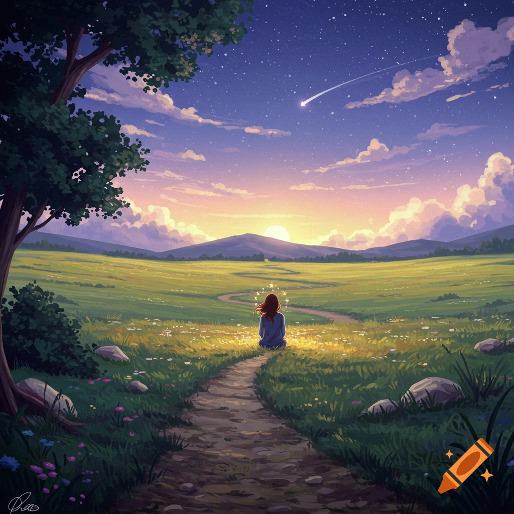 Nocturnal Landscape Foxtail-Grass Studio - アニメ