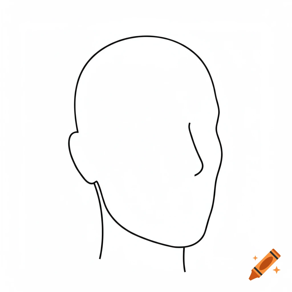 Line drawing outline of a head without a face or ears.