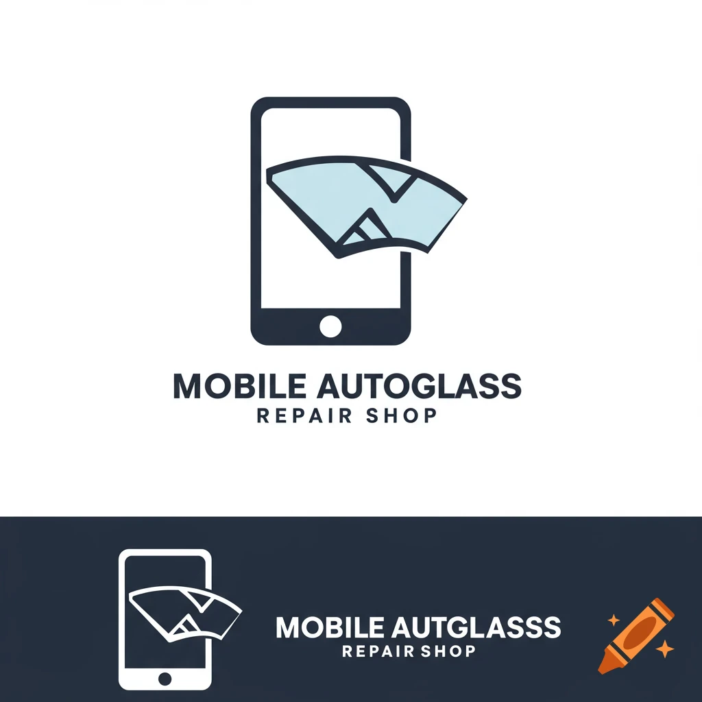 Logo with a smartphone showing a windshield and text 'Mobile Autoglass Repair Shop'.
