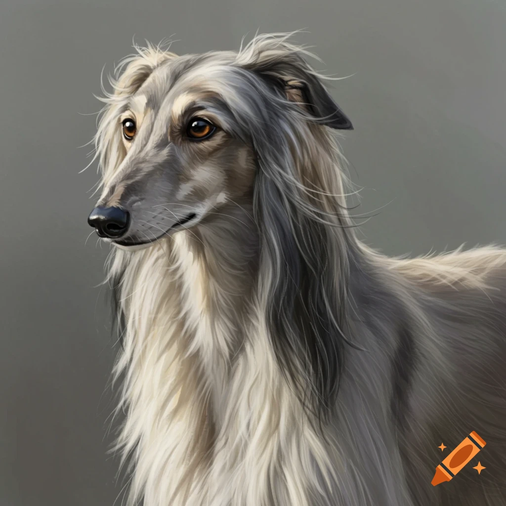 A hound dog with long fur